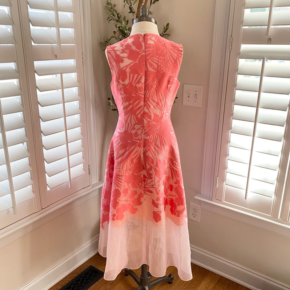 Lela Rose floral boarder fil coupe v-neck dress 12 - Picture 8 of 15